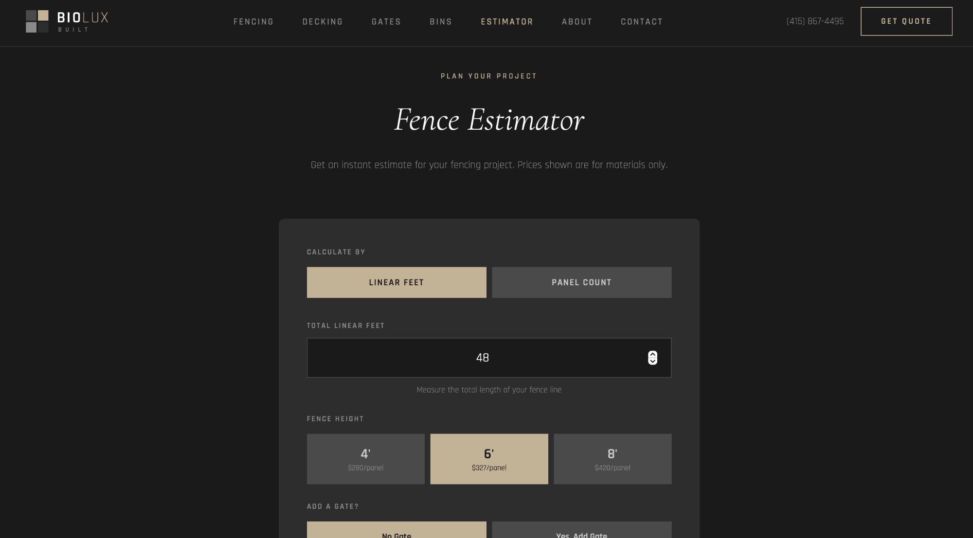 Fence Estimator Tool